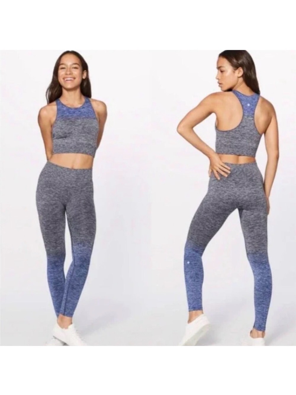 Lululemon Balance & Resist 7/8 Tight Leggings in Midnight Navy / White 2